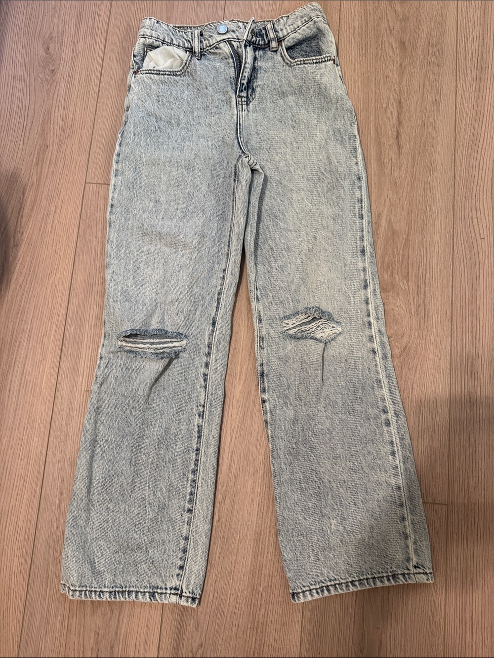 RSQ Light Blue Ripped Straight-Leg Jeans